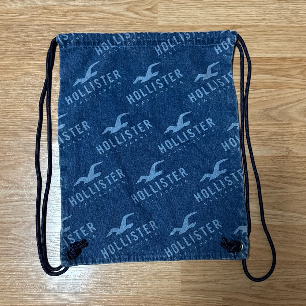 Hollister Denim Blue Drawstring Backpack